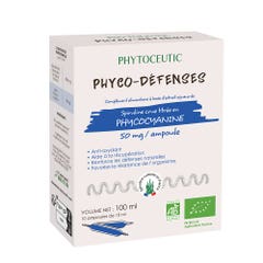 Phytoceutic Phyco-Défenses Espirulina Cruda Orgánica titulada en Ficocianina 50mg 10 ampollas x 10ml