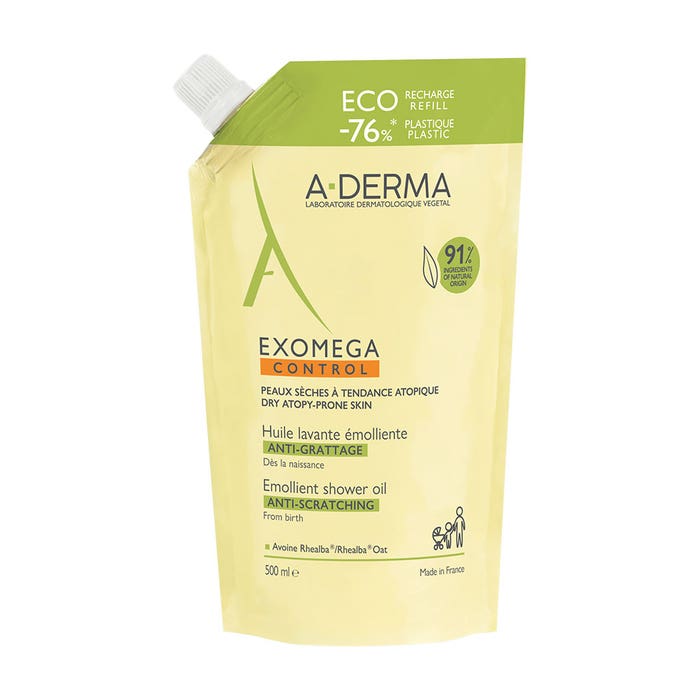 A-Derma Exomega Control Aceite emoliente ducha eco-recarga 500ml