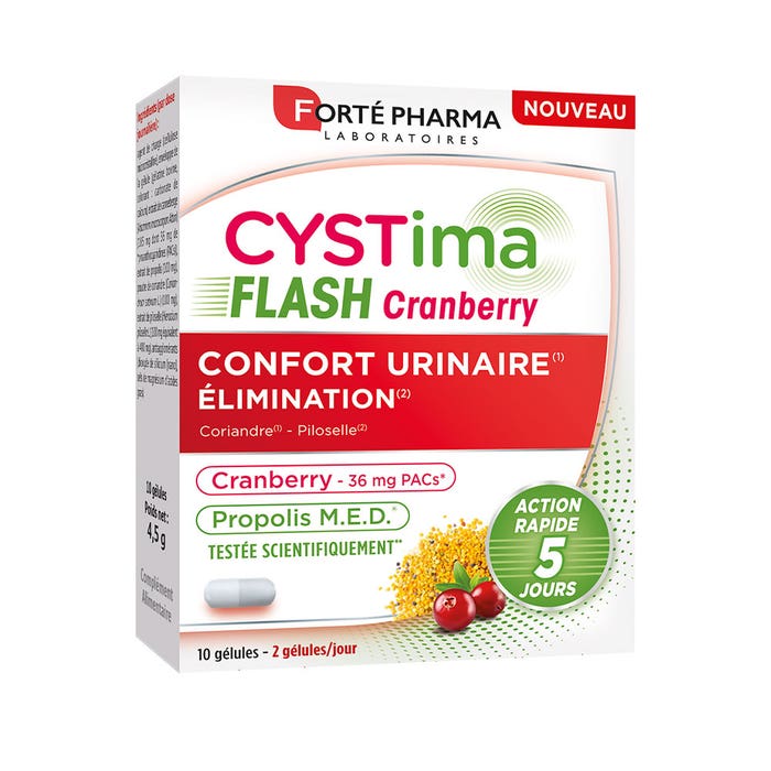 Forté Pharma Cystima Confort urinario flash arándano rojo 10 cápsulas