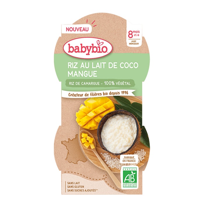 Babybio Arroz con leche de coco y mango a partir de 8 meses 225g