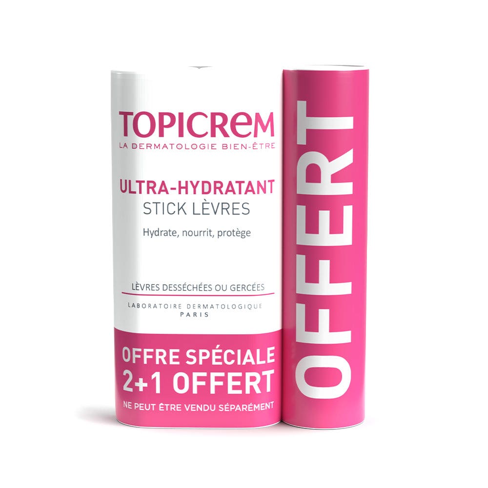 Topicrem Barra de labios ultrahidratante Seco o agrietado 2+1 Gratuito