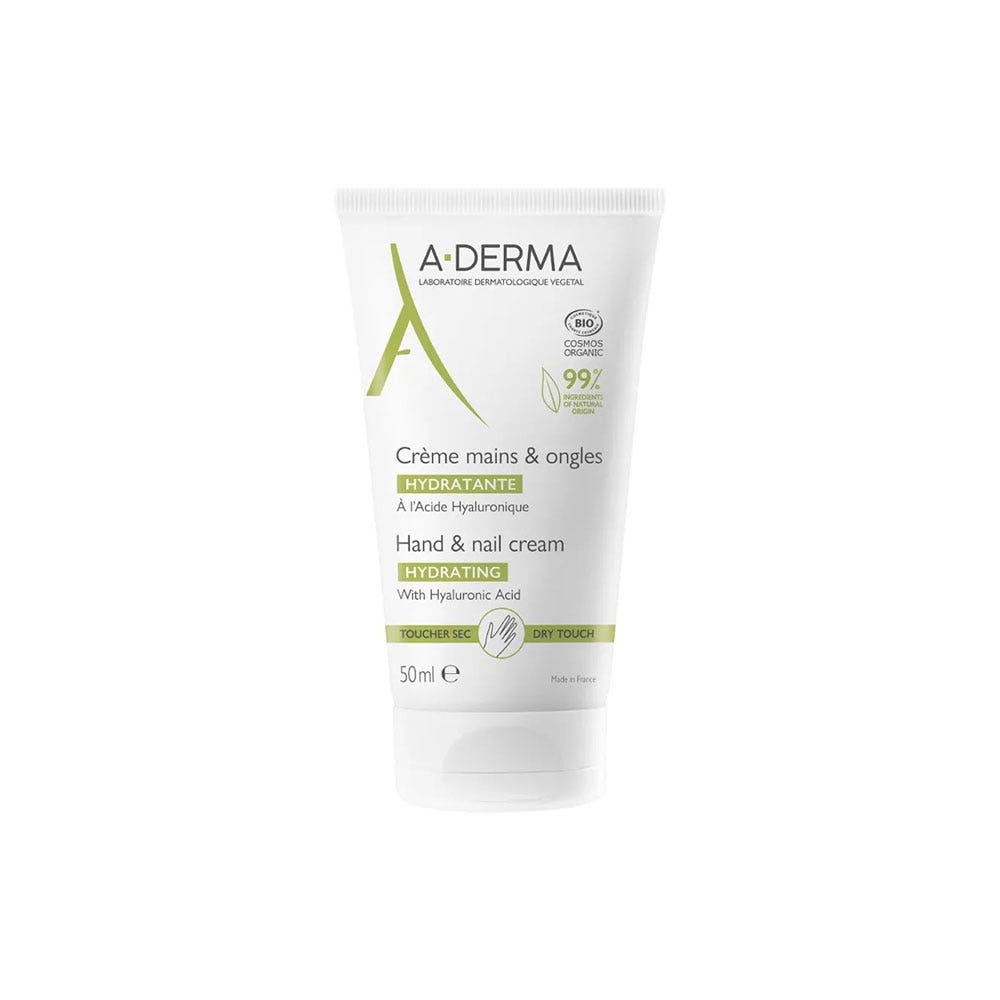 A-Derma Crema hidratante para manos y uñas con ácido hialurónico Bio 50 ml