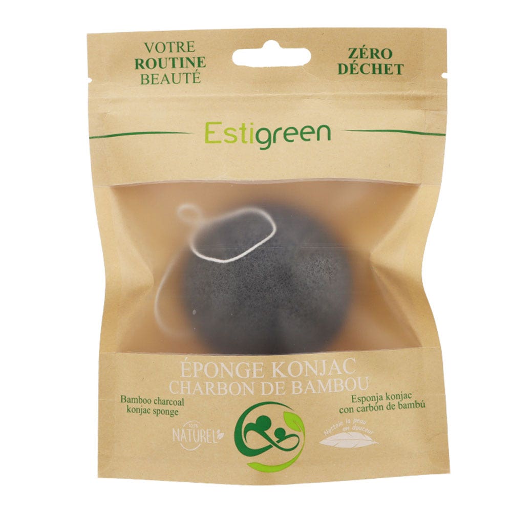 Estipharm Estigreen Esponja konjac Carbón de bambú Piel sensible