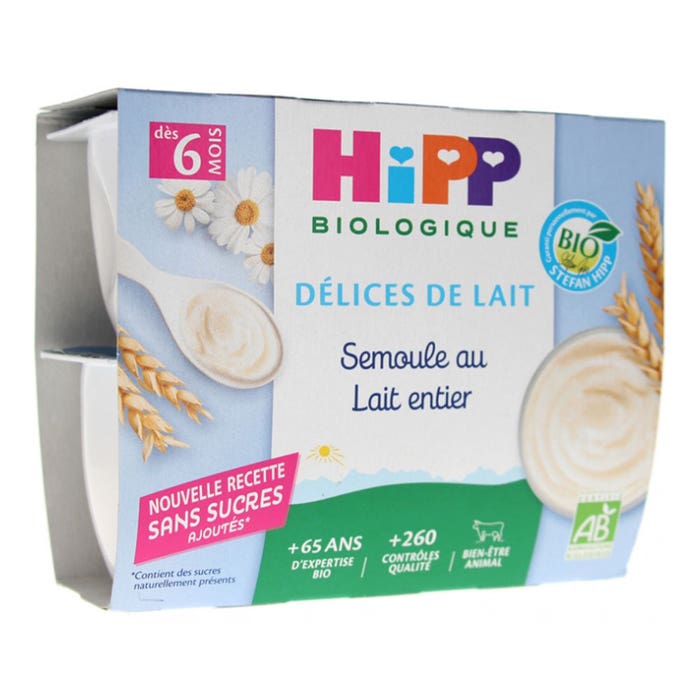Hipp Sémola de leche entera 6 meses+ 4x100g