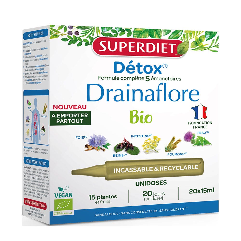 Superdiet Drainaflore bio 20 unidades