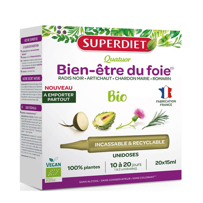 Superdiet Quator Organic Bienestar Hepático 20 monodosis de 15 ml