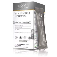 Biocyte Vitamina C, D3, Zinc Immunea liposomal Sabor piña 14 Palos