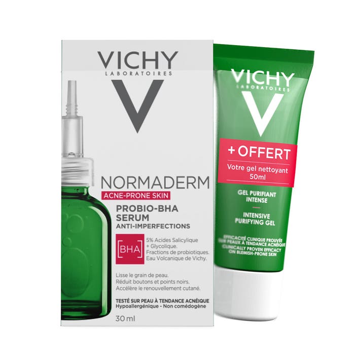 Vichy Normaderm Serum Antimanchas 30ml + Gel Limpiador Purificante 50ml piel propensa al acné