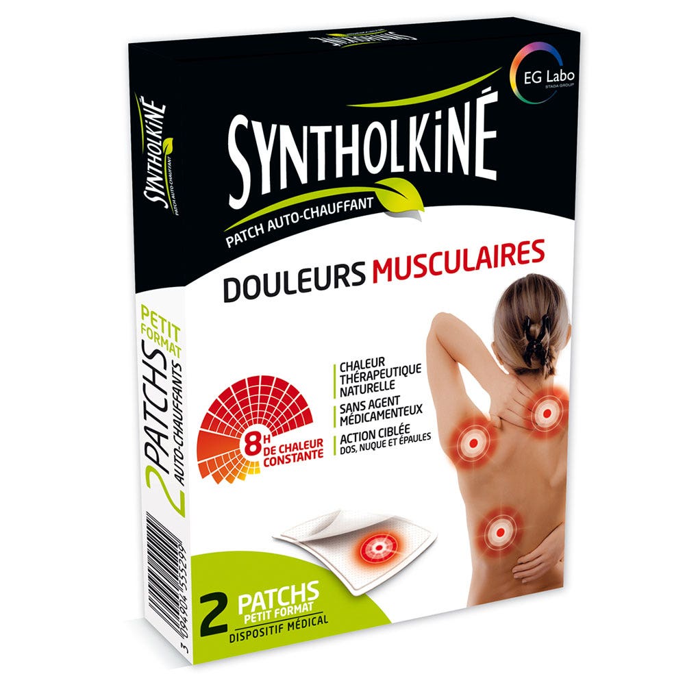 EG Labo SyntholKiné Parche autocalentable pequeño Dolores musculares x2