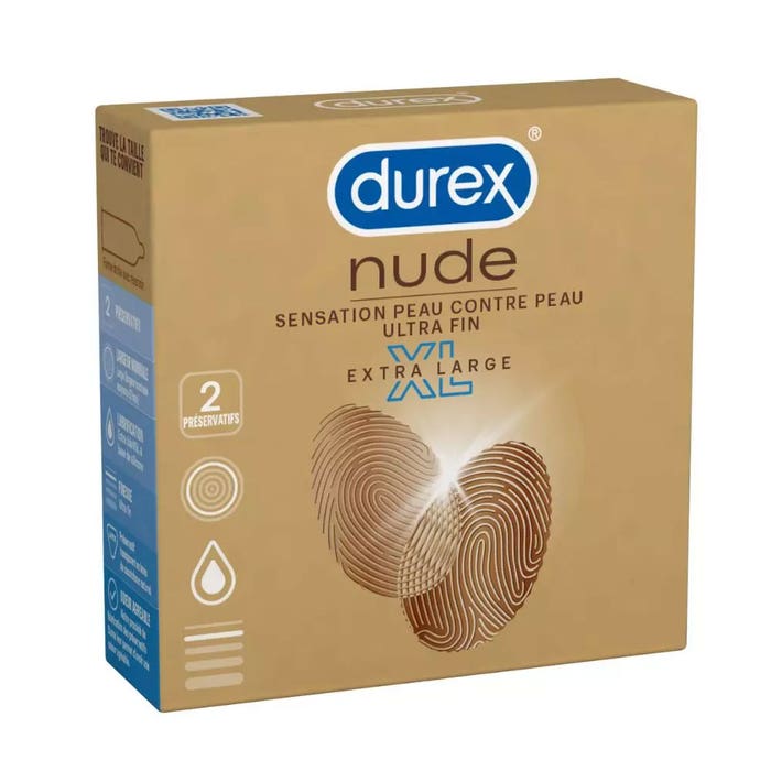 Preservativos sensación piel con piel XL x2 Nude Durex