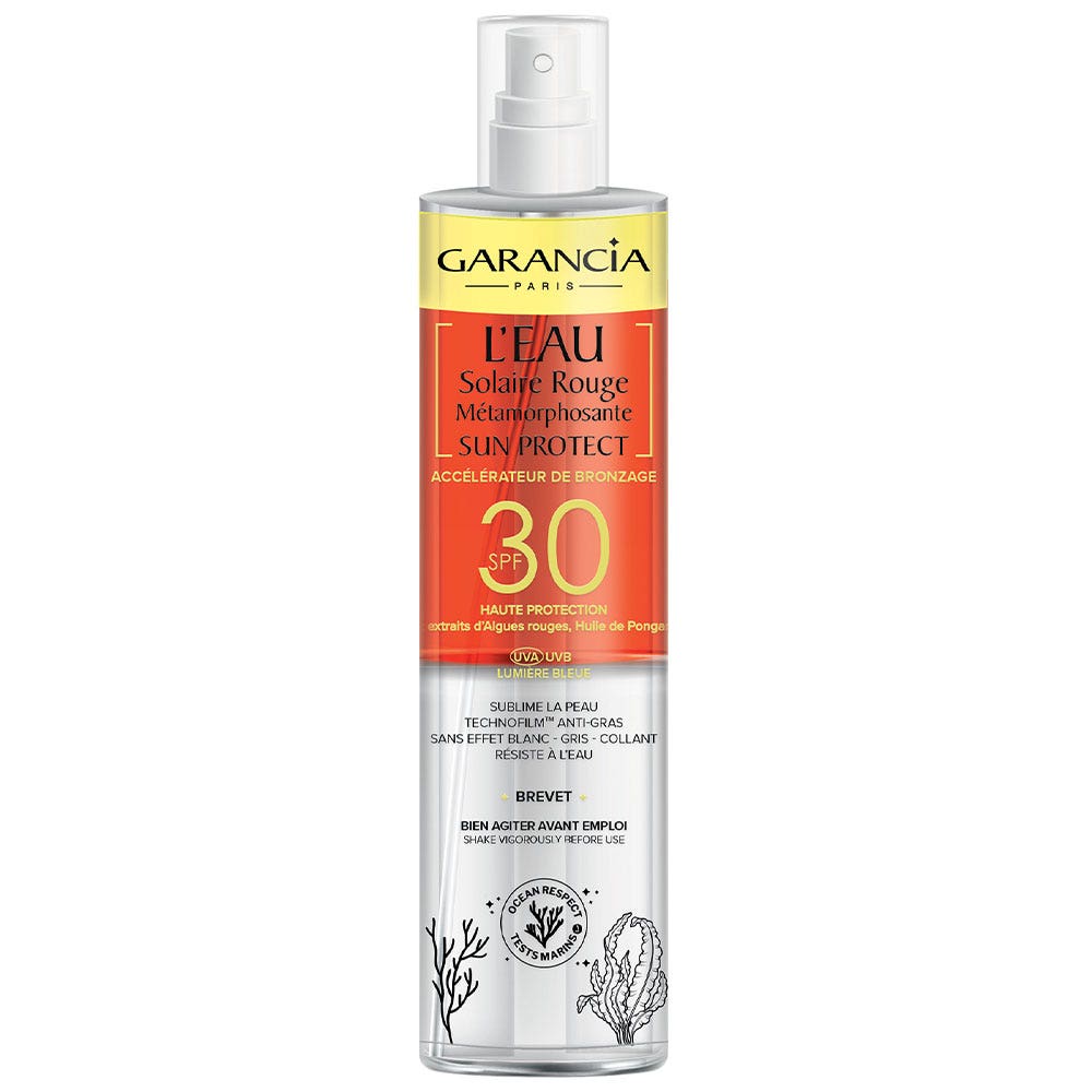 Garancia Sun Protect Agua solar Rouge Métamorphosante SPF30 acelerador de bronceado 150ml