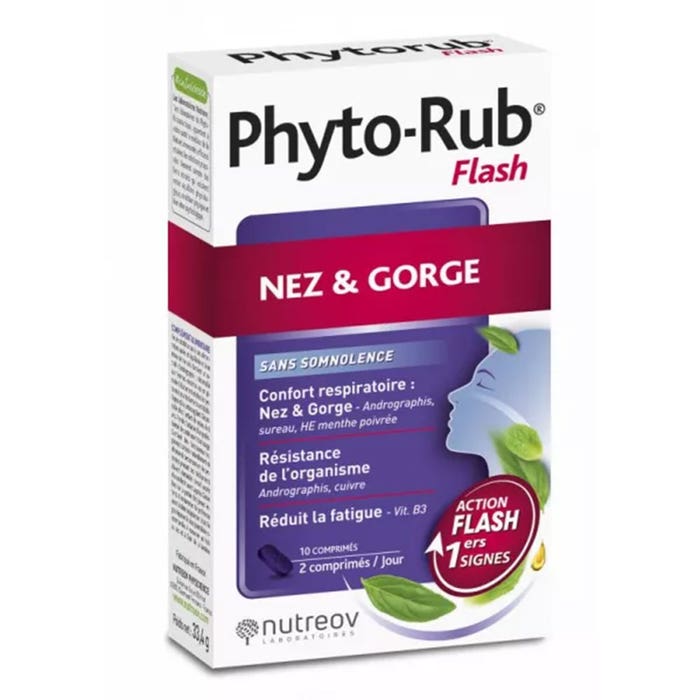 Resfriado nariz y garganta 10 comprimidos Phyto-Rub Flash Nutreov