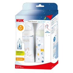 Nuk First Choice+ avec Temperature Control Biberón de silicona Día/Noche de 0 a 6 meses 2x300 ml