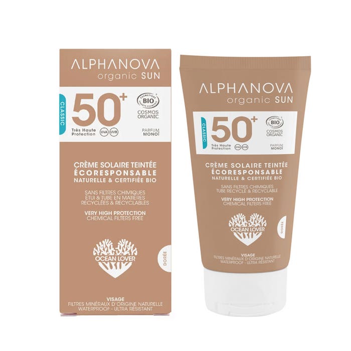 Sun Crema Solar Con Color Spf50+ Bio 50g Organic Sun Perfume Monoi Alphanova