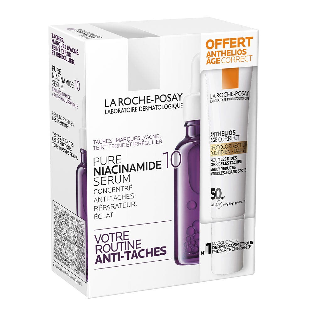 La Roche-Posay Pure Niacinamide 10 sérum facial concentrado antimanchas 30ml + Anthelios Age Correct SPF50 15ml