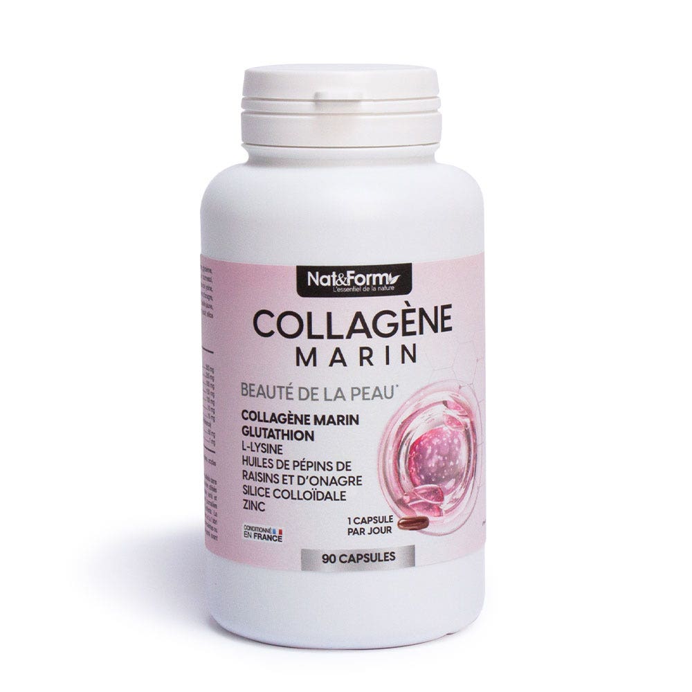 Nat&Form Colágeno Marino Belleza de la piel con glutation 90 cápsulas