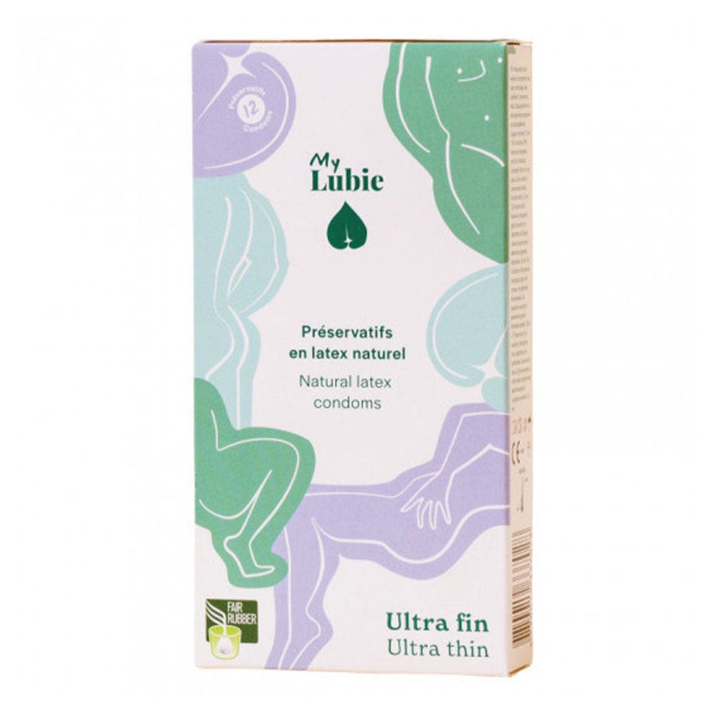 My Lubie Preservativos de tamaño estándar Látex natural ultra fino x12