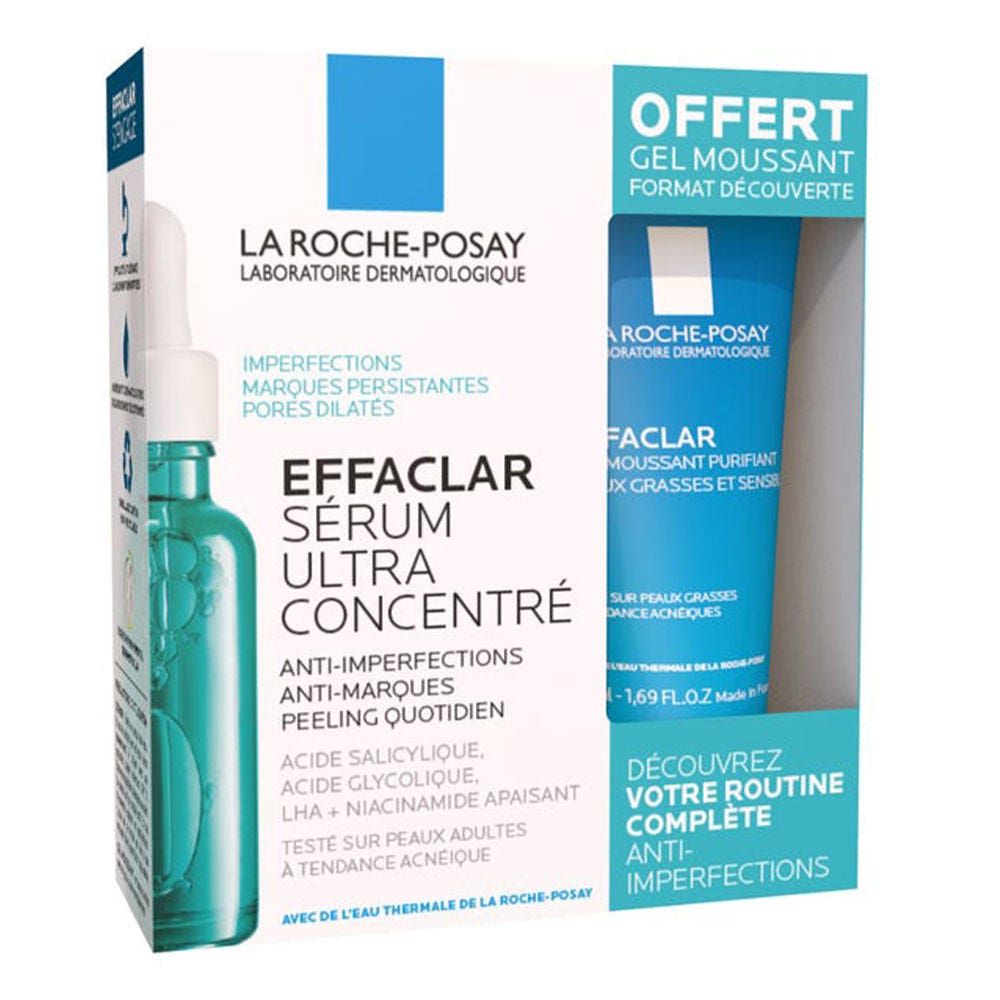 La Roche-Posay Effaclar Sérum facial antiimperfecciones 30ml + Gel moussant purificante 50ml pieles tendencia acneica