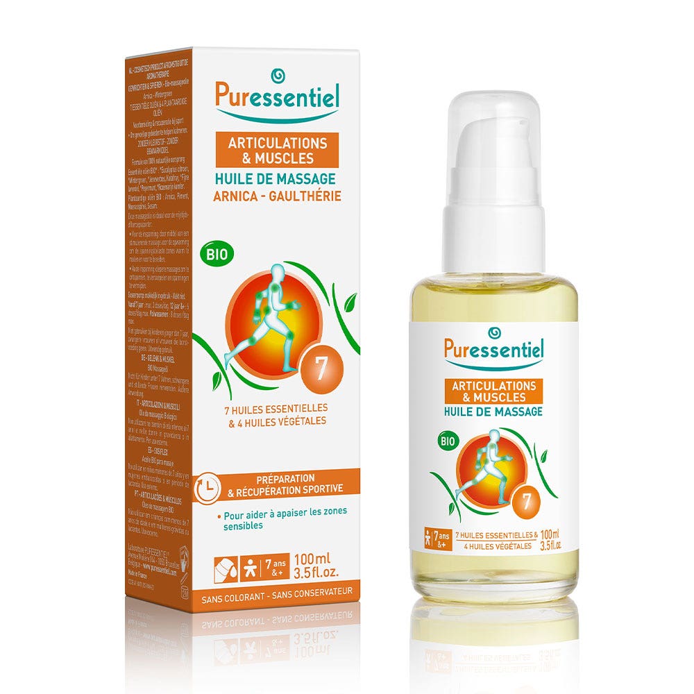 Puressentiel Articulaciones y Músculos Aceite de masaje bio Arnica y Gaulteria 100ml