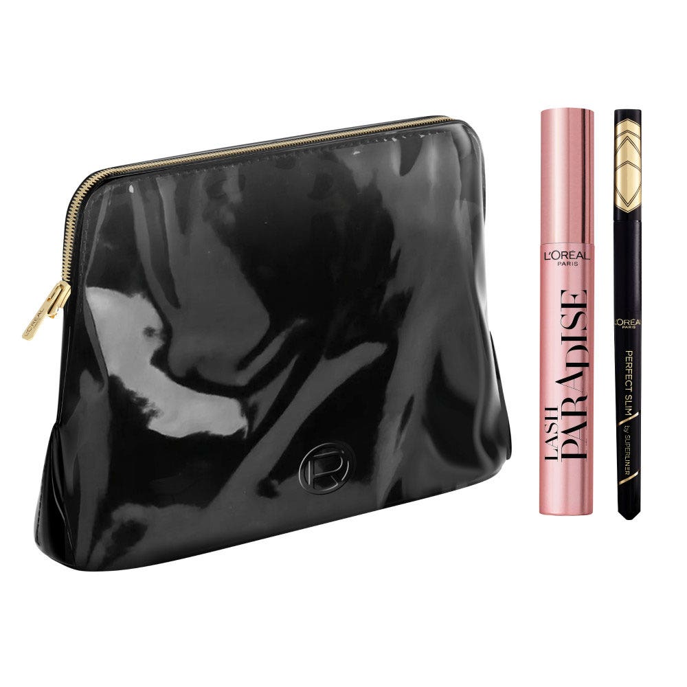 L'Oréal Paris Neceser de lujo Mujer– Máscara Lash Paradise Negro Intenso + Eyeliner Perfect Slim Negro