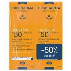 Isispharma Uveblock Ultrafluido Tacto Seco Spf50+ Dry Touch 2x40ml