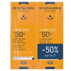 Isispharma Uveblock Fluido invisible SPF50+ pieles sensibles 2x40ml