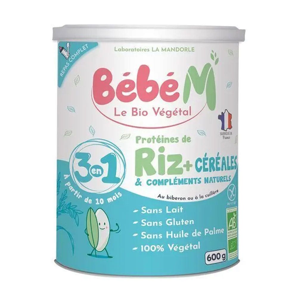 La Mandorle Bebé M Proteínas de arroz + cereales y complementos naturales bio 10 meses+ 600g