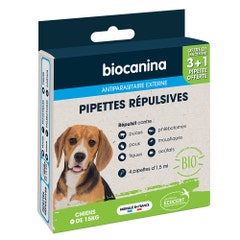 Biocanina Pipeta repelente para cachorros y perros pequeños 3 pipetas + 1 gratis
