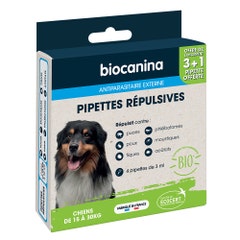 Biocanina Pipeta repelente para perros de 15 a 30 kg 3 pipetas + 1 gratis
