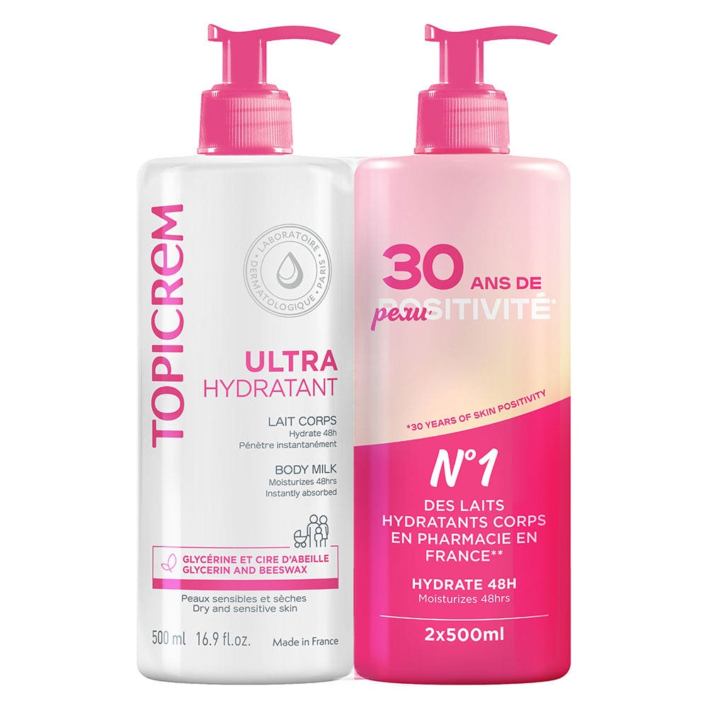 Topicrem Ultra Hidratante Loción corporal pieles sensibles y secas 2x500ml