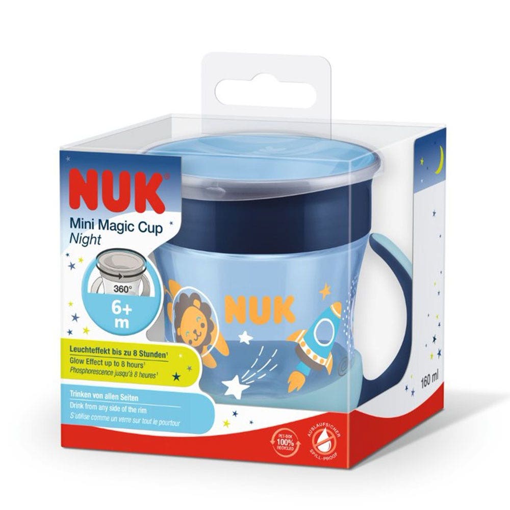 Nuk Mini taza mágica Taza de entrenamiento nocturno 360 asas a partir de 6 meses 160 ml