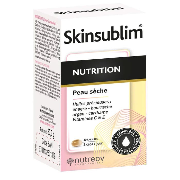 Nutreov Skinsublim Nutrición Piel seca 40 cápsulas