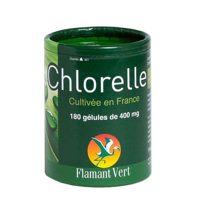 Chlorella Cultivada En Francia 180 Gelulas 130g Flamant Vert
