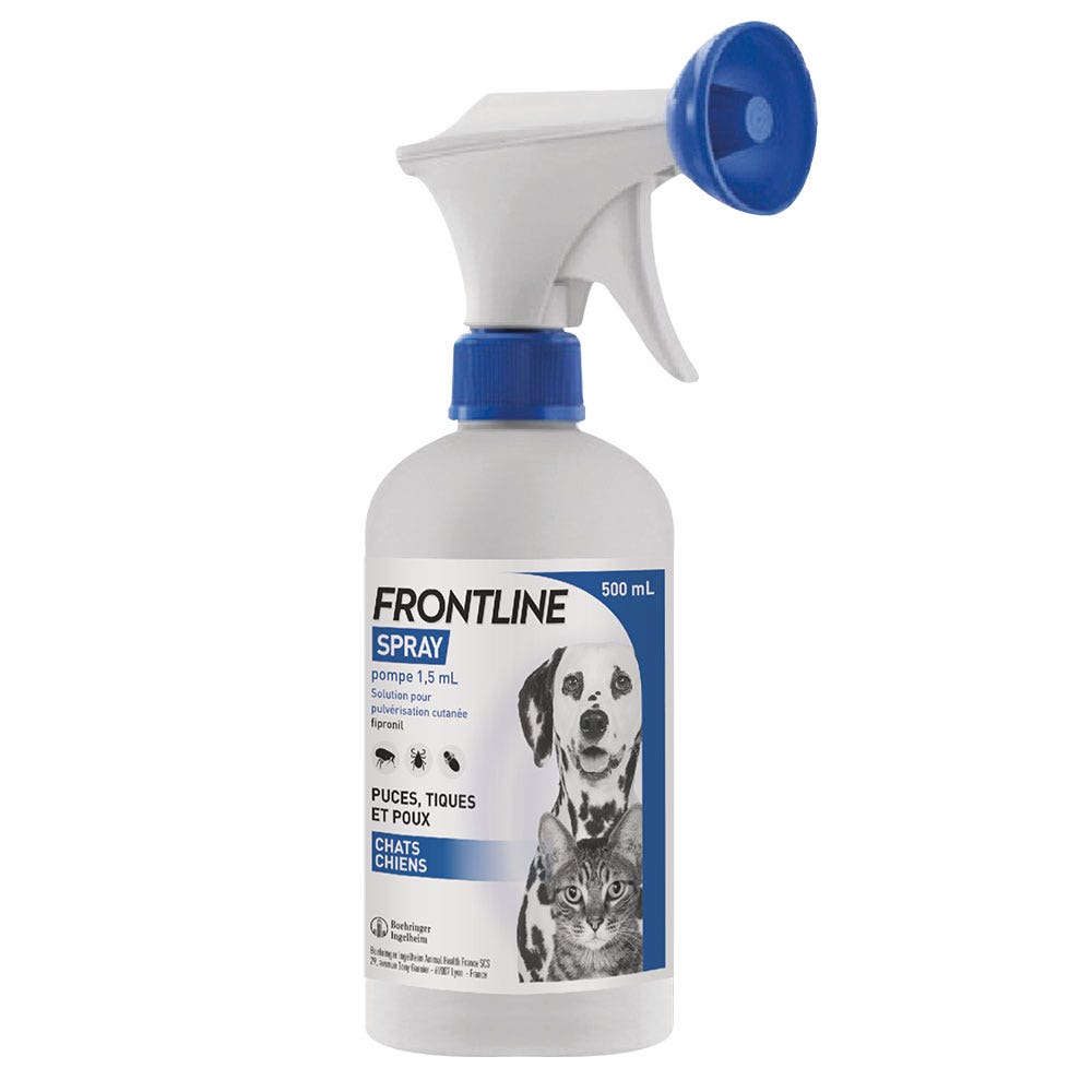 Frontline Spray Cutaneo Anti Pulgas Garrapatas Y Piojos Para Gato Y Perro 500ml