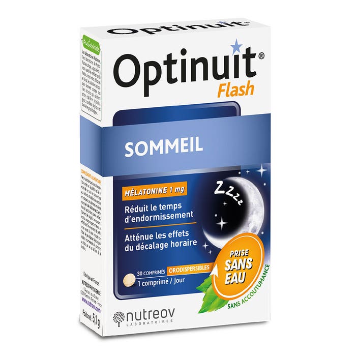 Sommeil Mélatonine 30 Comprimidos Optinuit Flash Nutreov