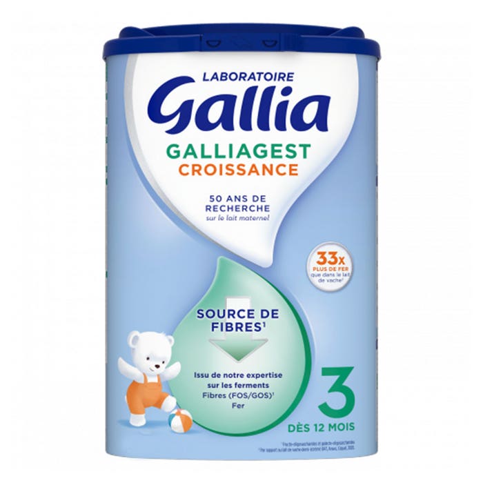 Leche en polvo 800g Galliagest Premium 3 Crecimiento de 12 meses a 3 años Gallia