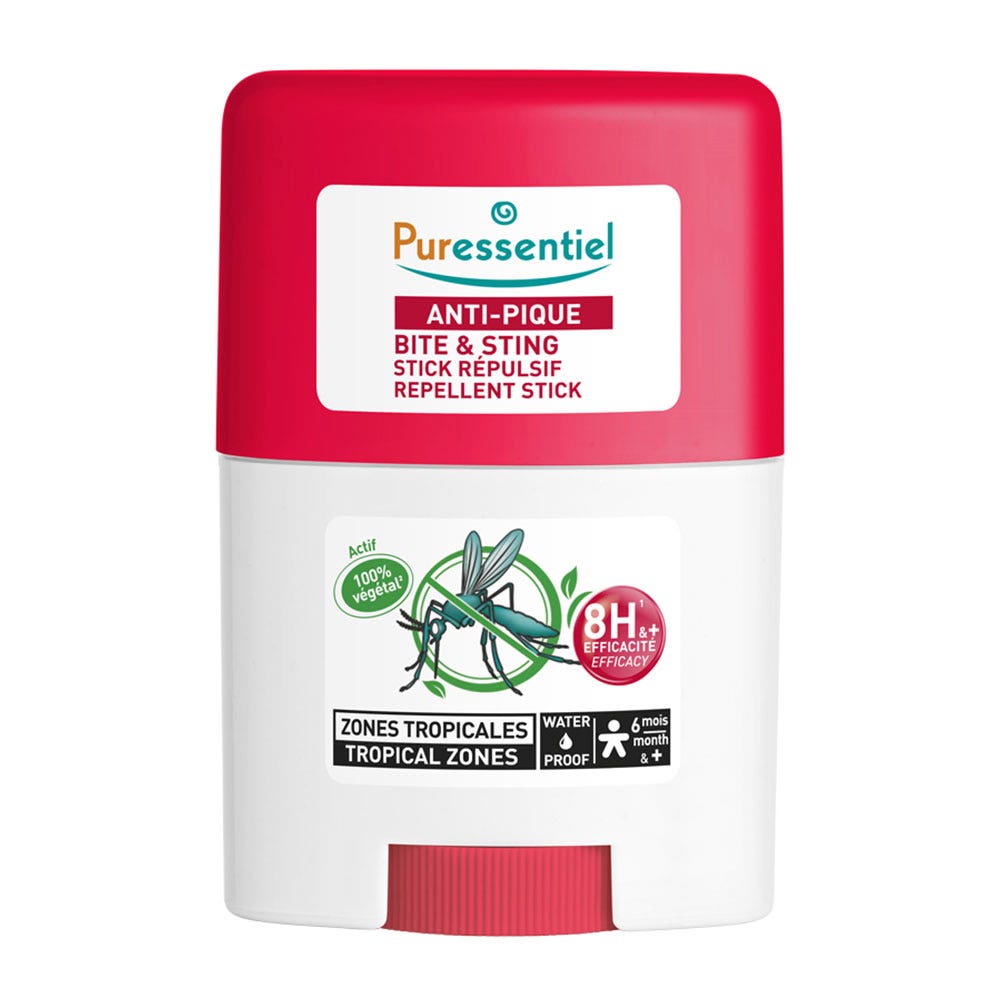 Puressentiel Antipic Repelente en barra Zonas tropicales Mosquitos tigre y tropicales A partir de 6 meses 20ml