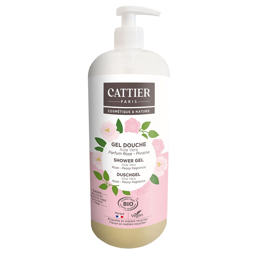 Cattier Gel de ducha de Aloe Vera Bio sin sulfatos Todo tipo de pieles 1L