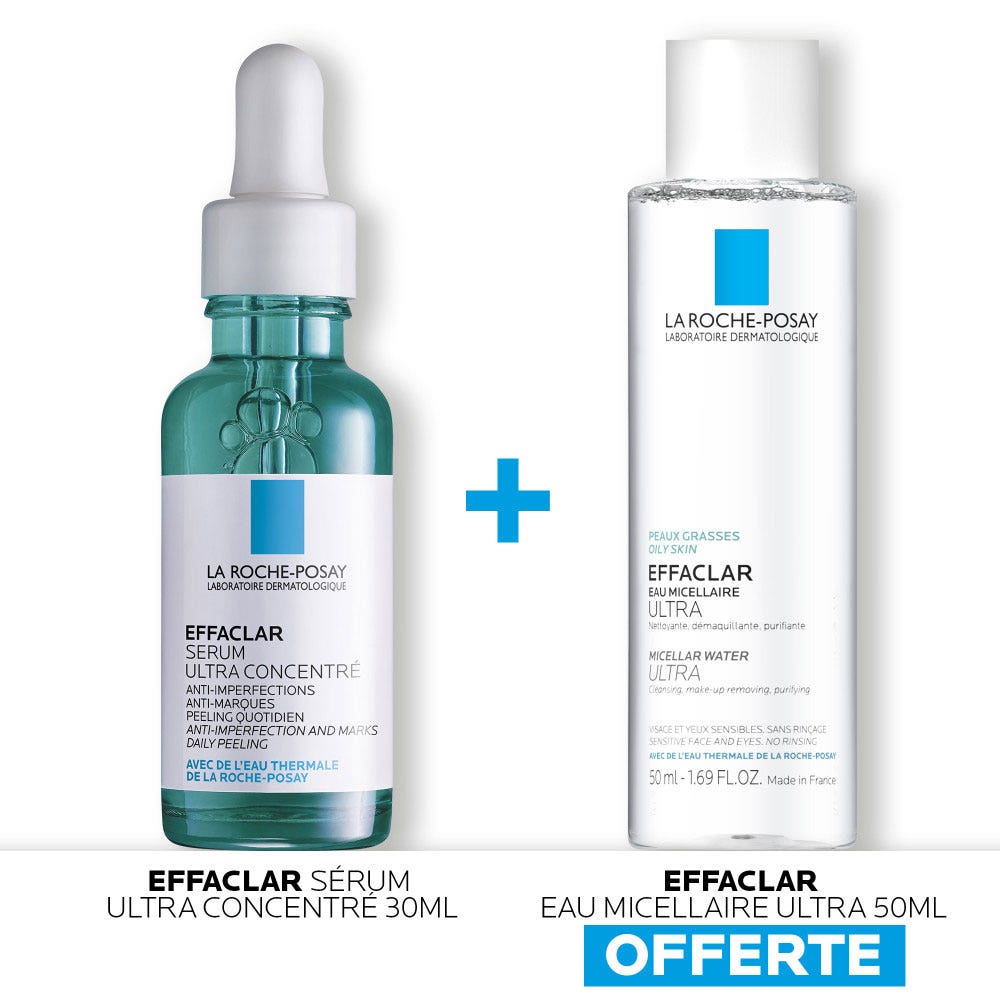 La Roche-Posay Effaclar Sérum Facial Antiimperfecciones + Eau Micellaire 50ml offerte Peaux tendance acnéique