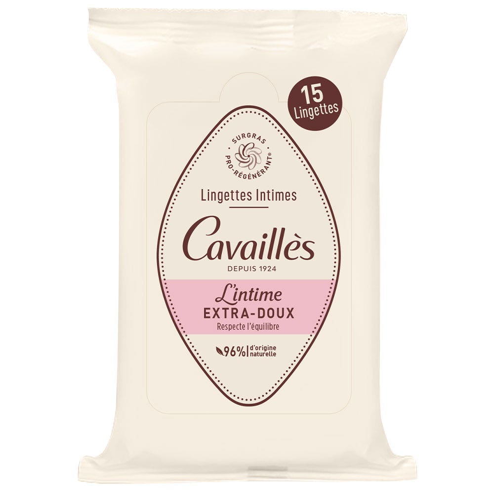 Cavaillès Sequedad Íntima Toallitas íntimas Extra Suaves 15 unidades