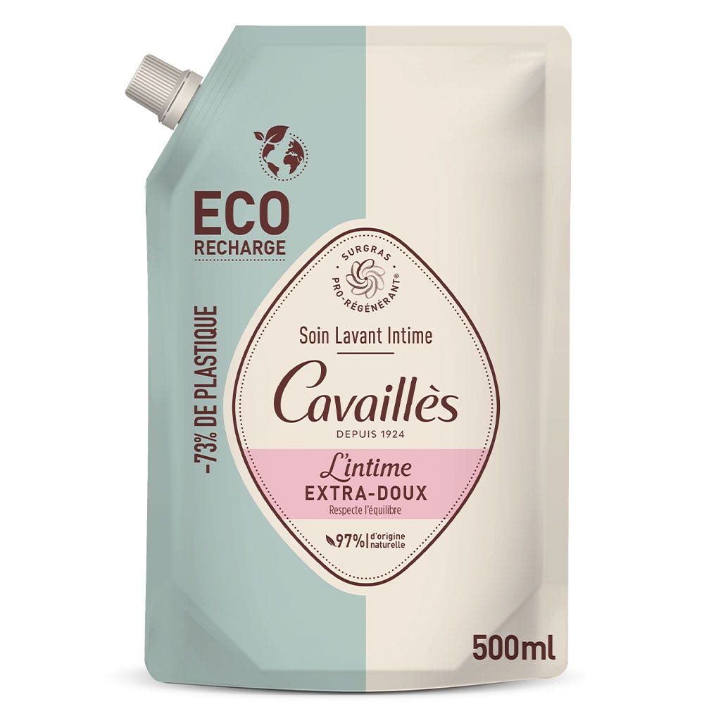 Cavaillès Sequedad Íntima Recambio Eco Tratamiento Limpiador Extra Suave 500 ml
