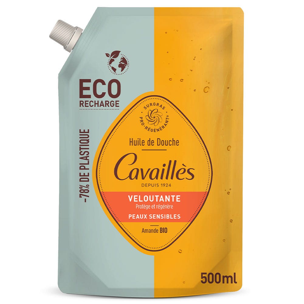 Cavaillès Surgras Actif Eco Recharge Aceite Sedoso Baño Ducha Peaux Sensibles 500ml