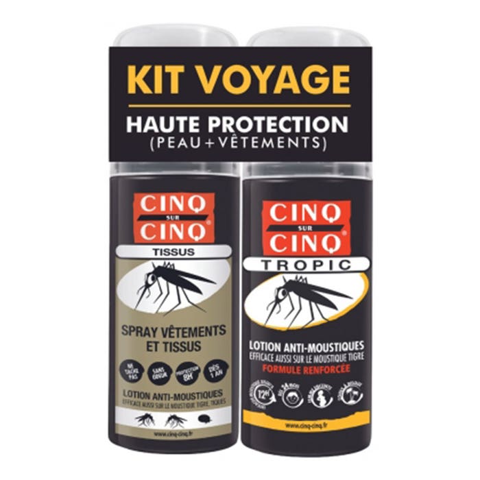 Kit Voyage Haute Protection Anti-Moustique 100ml spray para ropa y loción a partir de 24 meses Cinq Sur Cinq