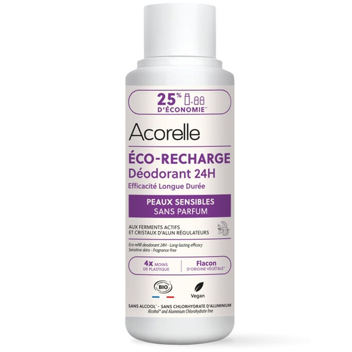 Acorelle Recambio desodorante roll-on 24 horas de eficacia duradera Piel sensible 100 ml