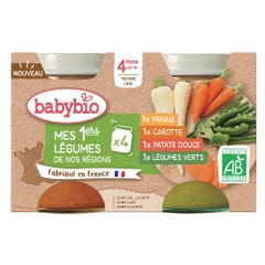 Babybio Alimentos ecológicos para bebés mis primeras verduras a partir de 4 meses 4x130 g