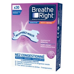 Breathe Right Tiras Nasales Transparentes Sensitive Talla M x30