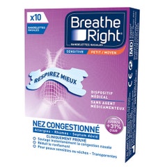 Breathe Right Tiras Nasales Transparentes Sensitive Talla M X10