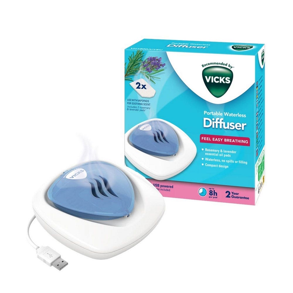 Vicks Difusor portátil sin agua VH1800 Lavanda y Romero 2 recambios