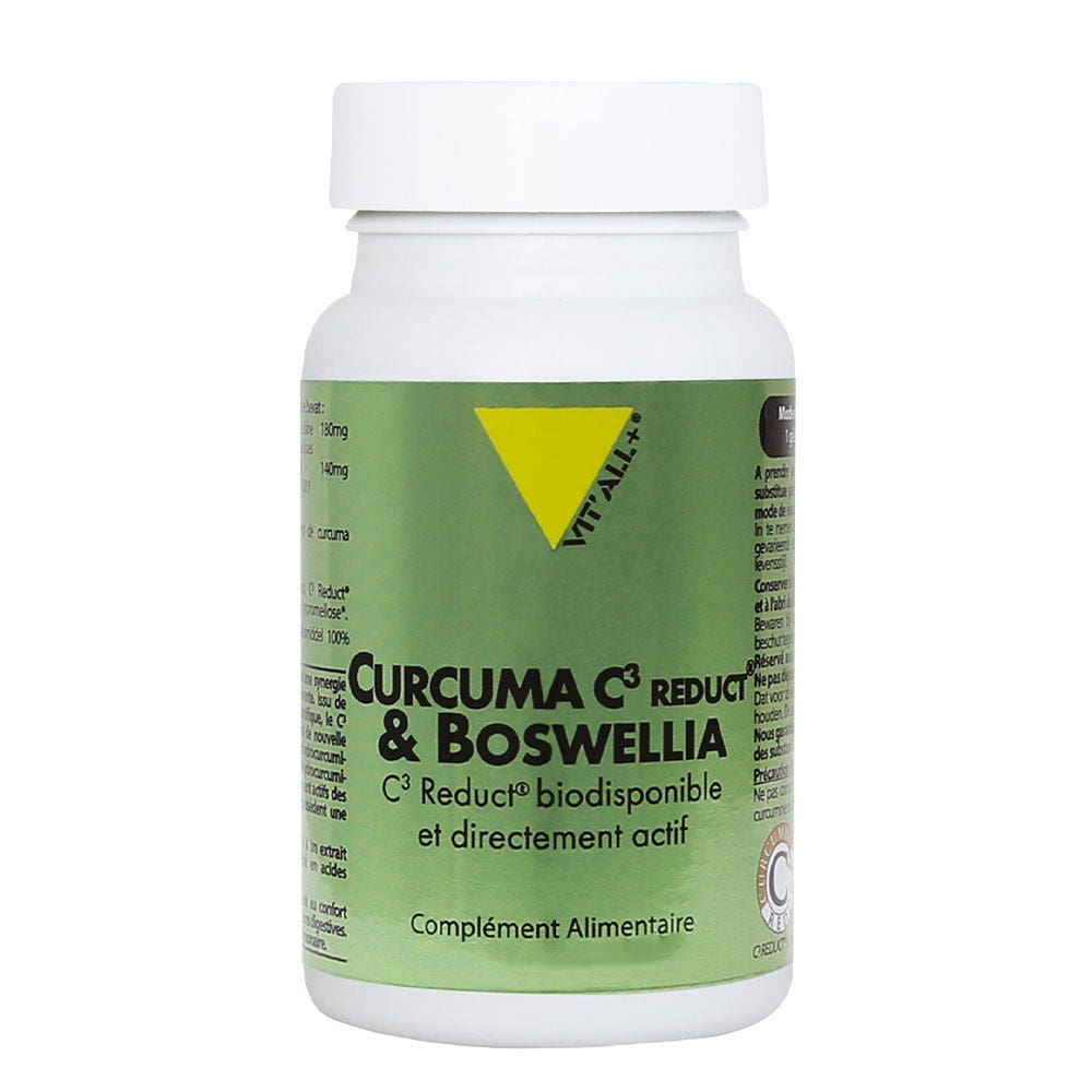 Vit'All+ Cúrcuma C3 Reduct® y Boswellia Altamente biodisponible y directamente Actifa 30 cápsulas vegetales
