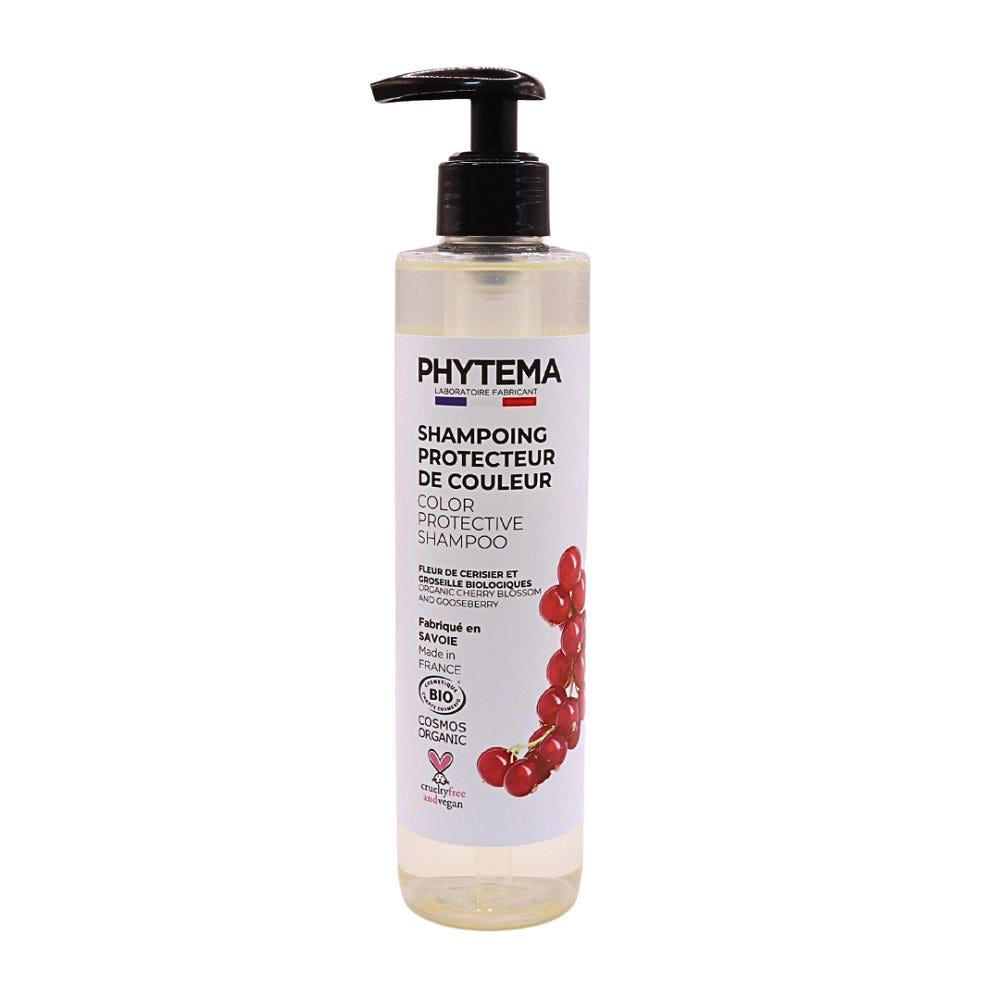 Phytema Champú protector del color Flor de cerezo y grosella roja bio 250 ml